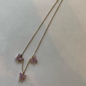 dainty purple butterfly necklace with gold chain